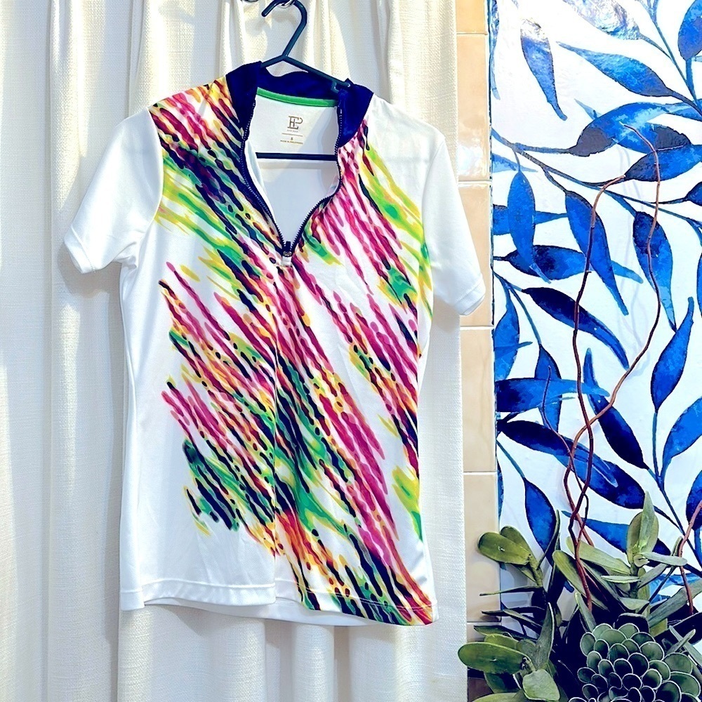 Women’s EP New York Short Sleeve PLaced Diagonal Watercolor Spray Print Polo S